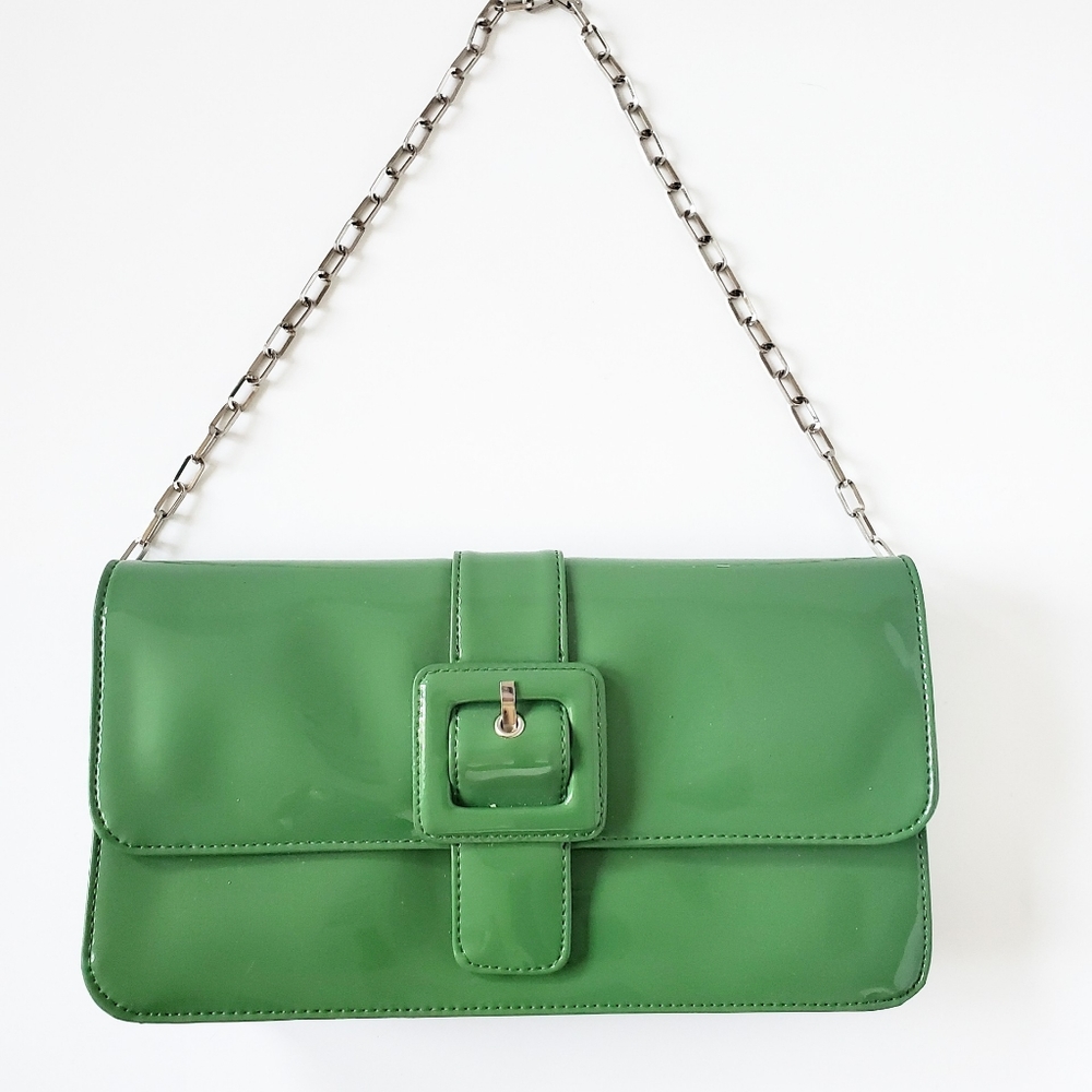 NWT LOFT Spring Green Patent Buckle Purse
